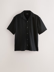 Black Cheesecloth 100% Cotton Shirt And Shorts Set - Image 7 of 10