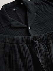 Black Cheesecloth 100% Cotton Shirt And Shorts Set - Image 9 of 10