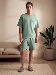 Sage Green EDIT Short Sleeve T-Shirt And Shorts Co-Ord Set - Image 1 of 8