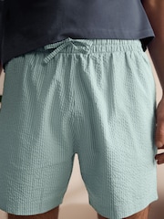 رمادي داكن/أخضر - T-Shirt And Striped Seersucker 100% Cotton Pyjamas Set - صورة 4 من 9