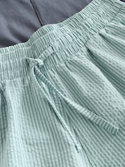 رمادي داكن/أخضر - T-Shirt And Striped Seersucker 100% Cotton Pyjamas Set - صورة 8 من 9