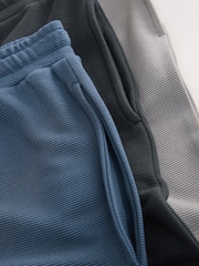 Blue/Grey Ottoman Ribbed Modal Shorts 3 Pack - Image 6 of 7