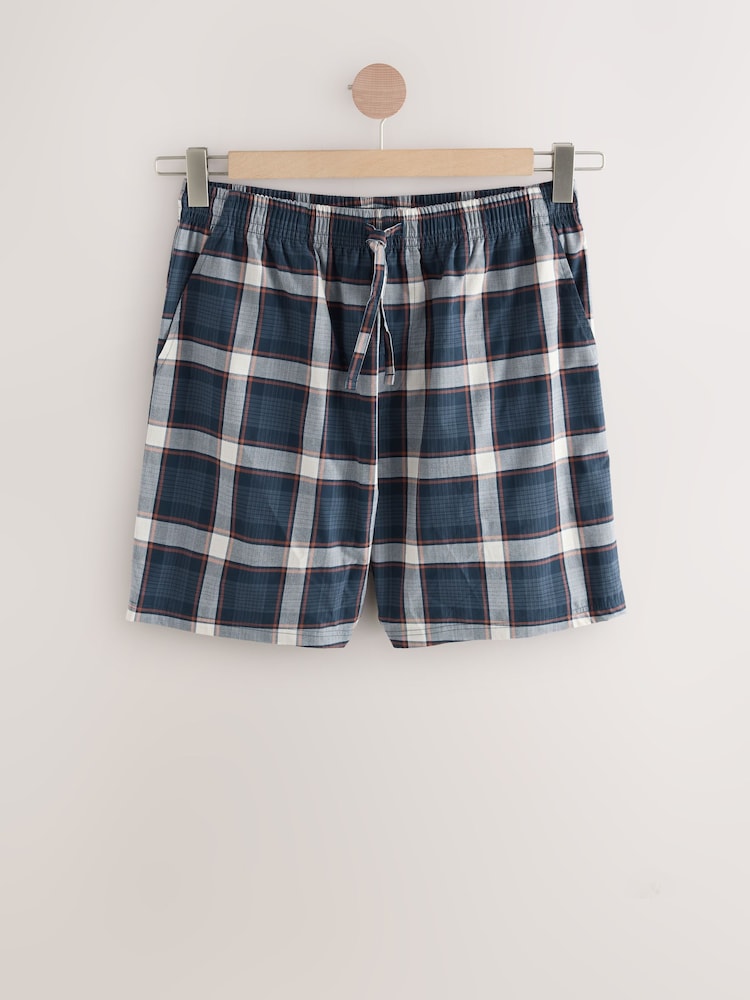 Marineblau/Orange kariert - Gewebtes kurzes Pyjama-Set 2er-Pack - Image 13 of 15