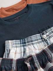 Navy Blue/Orange Check Woven Short Pyjamas Set 2 Pack - Image 14 of 15
