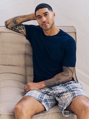 Navy Blue/Orange Check Woven Short Pyjamas Set 2 Pack - Image 2 of 15