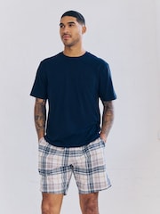 Navy Blue/Orange Check Woven Short Pyjamas Set 2 Pack - Image 5 of 15