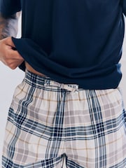 Navy Blue/Orange Check Woven Short Pyjamas Set 2 Pack - Image 7 of 15