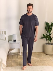 Slate Grey Jersey Long Pyjamas Set - Image 1 of 13