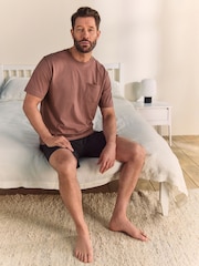 Blush Pink/Black Jersey Pyjamas Shorts Set - Image 1 of 12
