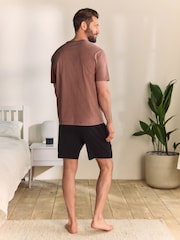 Blush Pink/Black Jersey Pyjamas Shorts Set - Image 4 of 12