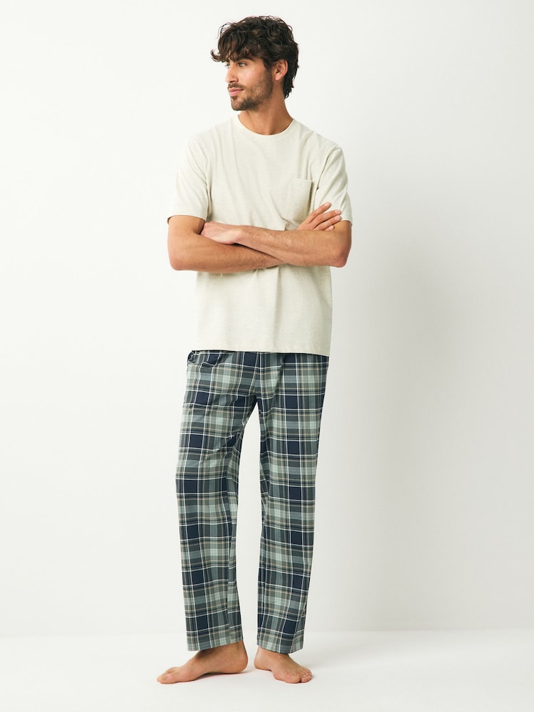 Blue Check Jersey Pyjamas Set 2 Pack - Image 4 of 11