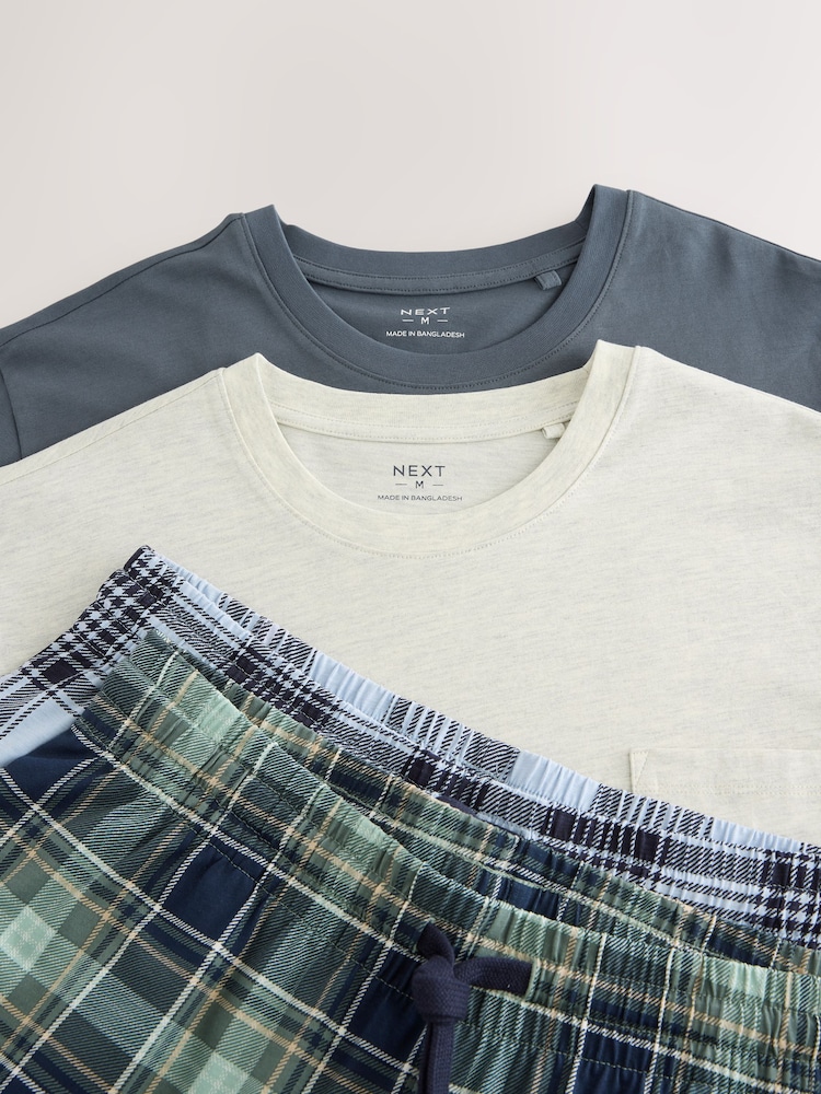 Blue Check Jersey Pyjamas Set 2 Pack - Image 7 of 7