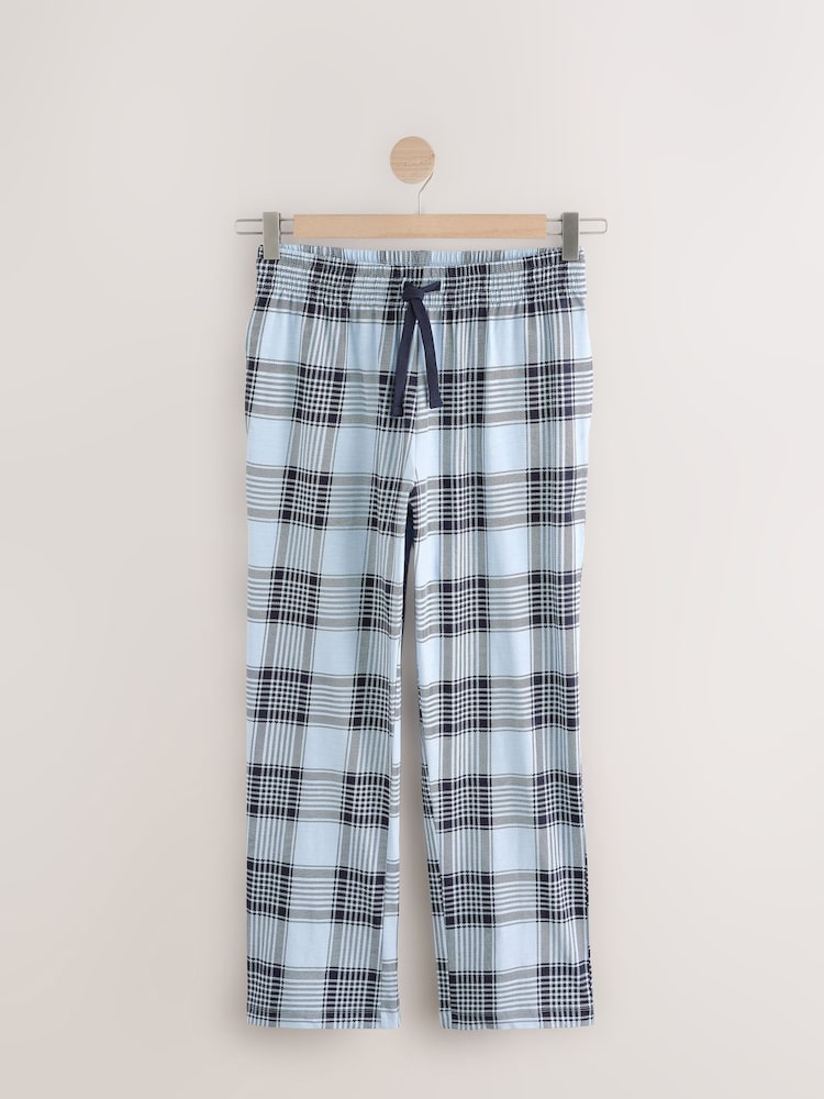 Blue Check Jersey Pyjamas Set 2 Pack - Image 8 of 11