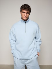 Light Blue EDIT Jersey Quarter Zip Sweatshirt - Image 1 of 8
