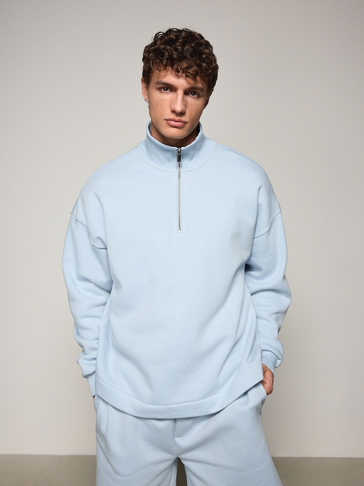 Light Blue EDIT Jersey Quarter Zip Sweatshirt - Image 1 of 8