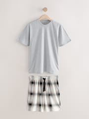 Stone/Black Motionflex Cosy Shorts Pyjamas Set - Image 6 of 10