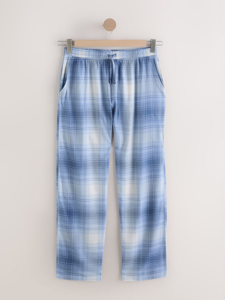 Navy Blue Check Woven Pyjama Bottoms 2 Pack - Image 3 of 10