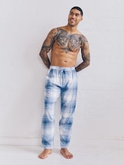 Navy Blue Check Woven Pyjama Bottoms 2 Pack - Image 4 of 9