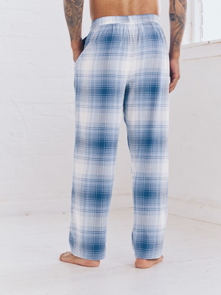Navy Blue Check Woven Pyjama Bottoms 2 Pack - Image 6 of 10