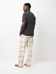 Neutral/Black Woven Check Short Sleeve 100% Cotton Pyjamas Set - Image 2 of 10
