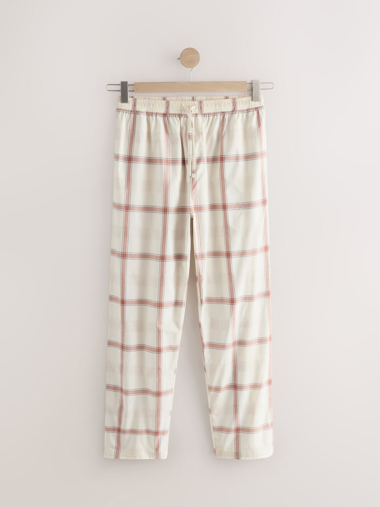 Neutral/Black Check Short Sleeve 100% Cotton Pyjamas Set - Image 7 of 8