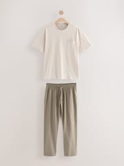 Neutral-Braun/Blau - Langes Pyjama-Set aus 100 % Baumwoll-Jersey im 2er-Pack - Image 10 of 18