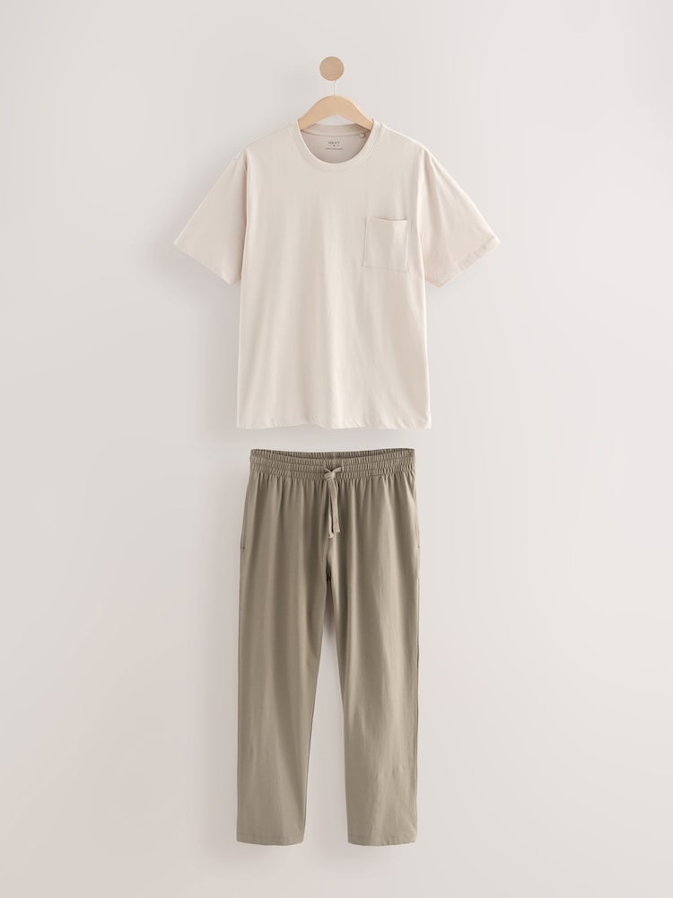 Neutral-Braun/Blau - Langes Pyjama-Set aus 100 % Baumwoll-Jersey im 2er-Pack - Image 10 of 18
