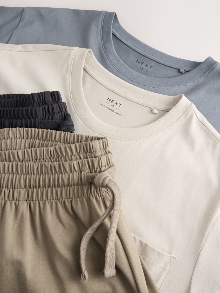 Neutral-Braun/Blau - Langes Pyjama-Set aus 100 % Baumwoll-Jersey im 2er-Pack - Image 16 of 18