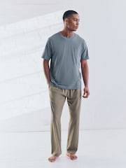 Neutral-Braun/Blau - Langes Pyjama-Set aus 100 % Baumwoll-Jersey im 2er-Pack - Image 2 of 18