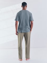 Neutral-Braun/Blau - Langes Pyjama-Set aus 100 % Baumwoll-Jersey im 2er-Pack - Image 3 of 18