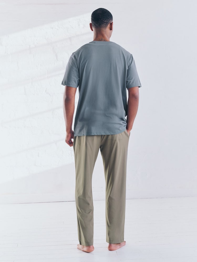 Neutral-Braun/Blau - Langes Pyjama-Set aus 100 % Baumwoll-Jersey im 2er-Pack - Image 3 of 18