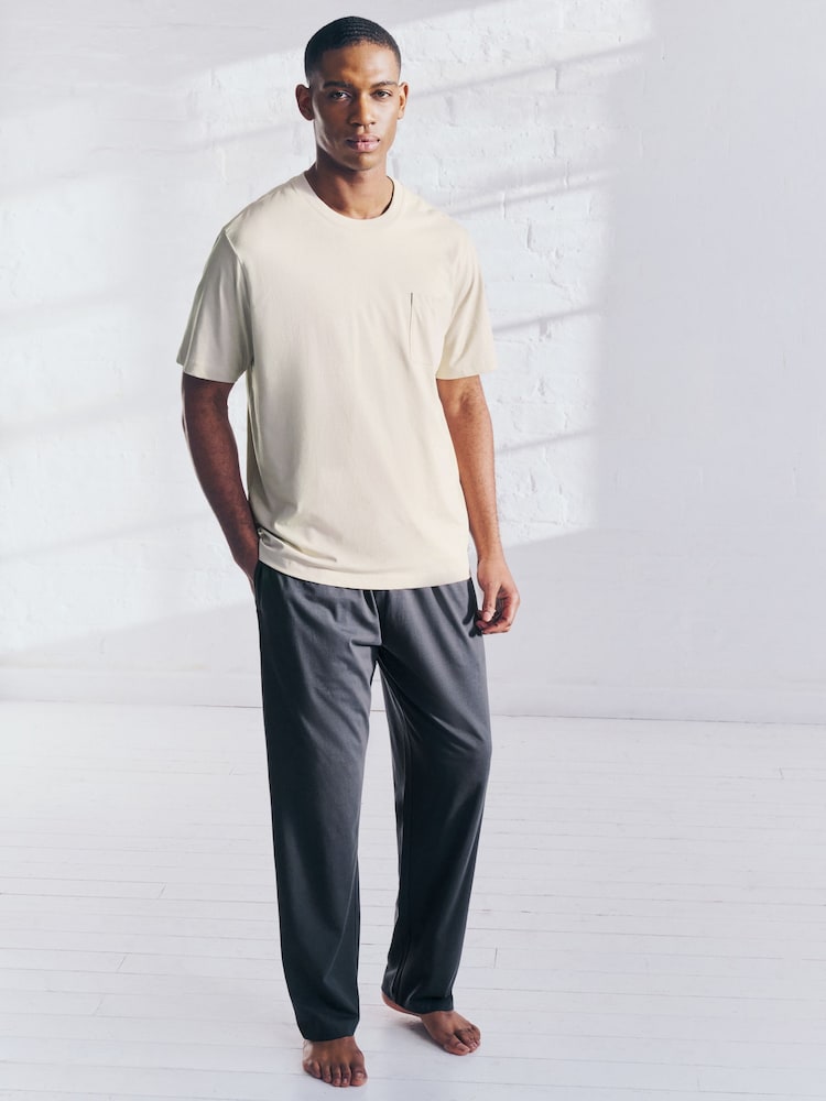 Neutral-Braun/Blau - Langes Pyjama-Set aus 100 % Baumwoll-Jersey im 2er-Pack - Image 6 of 18