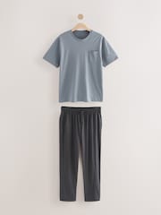 Neutral-Braun/Blau - Langes Pyjama-Set aus 100 % Baumwoll-Jersey im 2er-Pack - Image 9 of 18