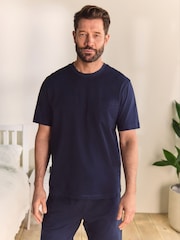 Navy Blue Jersey Pyjamas Shorts Set - Image 2 of 14