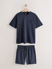 Navy Blue Jersey Pyjamas Shorts Set - Image 8 of 14