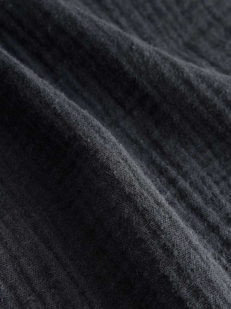 Black/Neutral Brown 100% Cotton Short Sleeve T-Shirt With Cheesecloth Texture Shorts - Image 14 of 14
