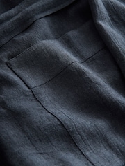 Slate Grey Linen Blend Lightweight Dressing Gown - Image 5 of 7