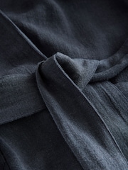 Slate Grey Linen Blend Lightweight Dressing Gown - Image 6 of 7