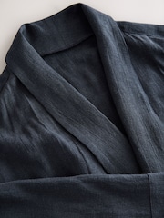 Slate Grey Linen Blend Lightweight Dressing Gown - Image 7 of 7
