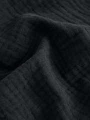 Black 100% Cotton Cheesecloth Dressing Gown Robe - Image 2 of 3