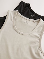 Neutral Stone/Black Jersey Vest Pyjamas Short Set 2 Pack - Image 12 of 13