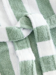 Sage Green Stripe Cotton Towelling Dressing Gown - Image 10 of 10