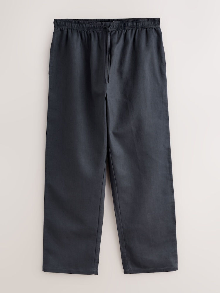 Slate Grey Linen Blend Pyjama Bottoms - Image 1 of 4 Slate Grey Linen Blend Pyjama Bottoms - Image 1 of 4
