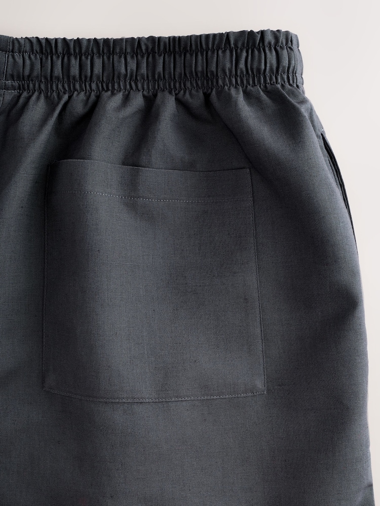 Slate Grey Linen Blend Pyjama Bottoms - Image 4 of 4 Slate Grey Linen Blend Pyjama Bottoms - Image 4 of 4