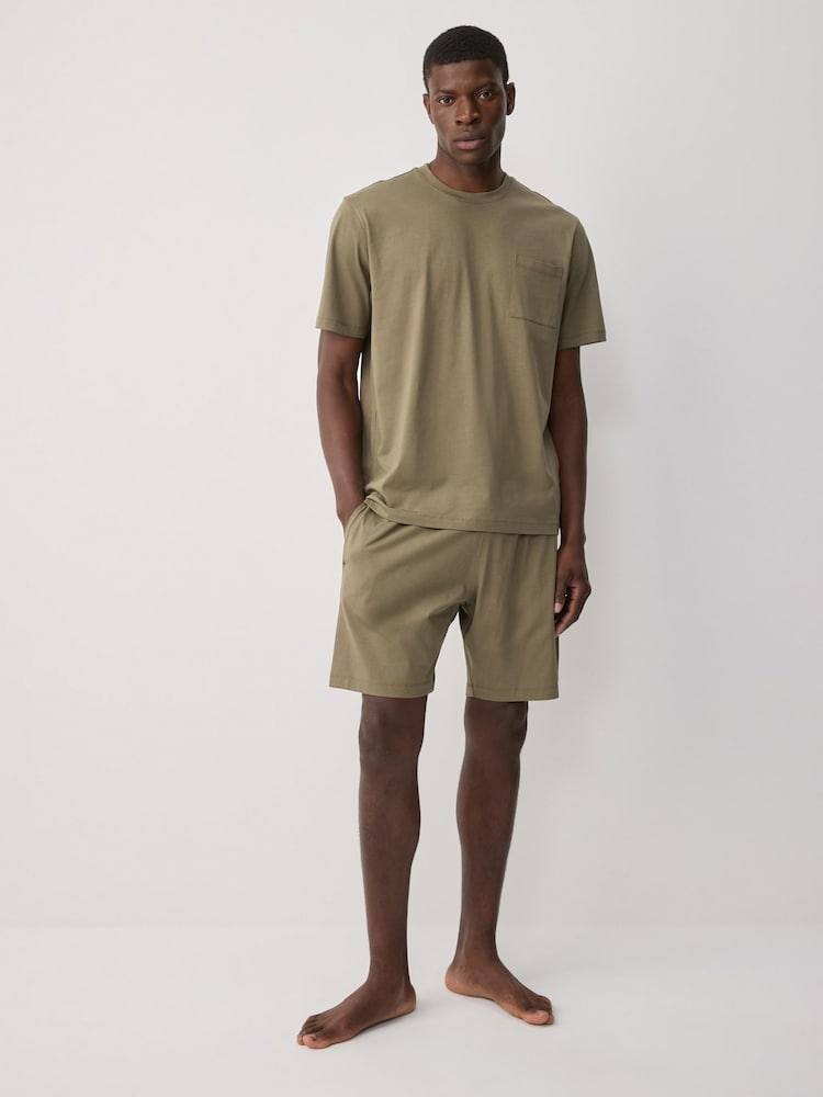 Black/Khaki Green/Ecru Jersey Pyjamas Shorts Set 3 Pack - Image 5 of 15