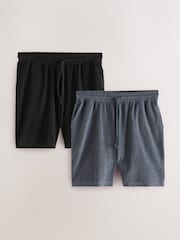 Dusky Blue/Black Towelling Shorts 2 Pack - Image 1 of 12