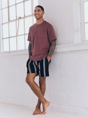 Black Stripe/Blush Pink Check Pyjamas Shorts 2 Pack - Image 3 of 9