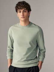 Sage Green 100% Cotton Lightweight Crew Neck Sweatshirt - Image 1 of 7