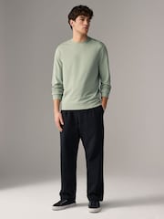 Sage Green 100% Cotton Lightweight Crew Neck Sweatshirt - Image 3 of 7