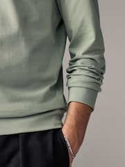 Sage Green 100% Cotton Lightweight Crew Neck Sweatshirt - Image 4 of 7